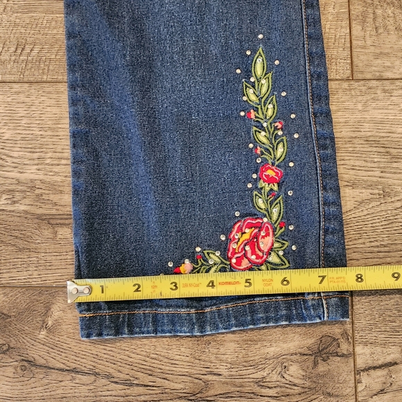 VTG Suzanne Somers Collection Denim Jean Jacket and Pant Embroidered Size L /S - Picture 13 of 16